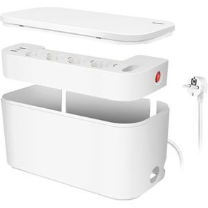 Kabelbox - Wit - Polycarbonaat - Stekkerdoos met 4x CEE 7/3 en 2x USB