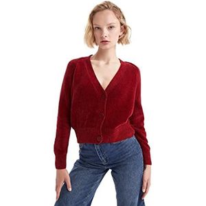 DeFacto Gebreid vest, normale pasvorm voor dames, vest voor bovenstukken (bordeaux, 3XL), bordeaux, 3XL