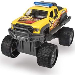 Dickie Toys - Rally Monster, speelgoedauto met terugtrekmotor, rubberen banden, vering, 3, levering 1 stuks, blauw, geel of wit, willekeurige keuze, 15 cm