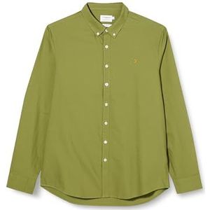 Farah Heren Brewer Slim Fit Katoen Oxford Shirt, Wilde eend Groen, XL