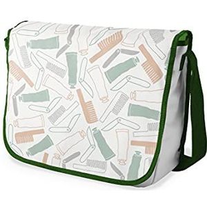 Bonamaison Digitaal bedrukte Messenger schooltas met kaki riem voor studenten, crossbody tas, koerierstas, schoudertas voor kinderen, meisjes, jongens, maat: 29x36 cm
