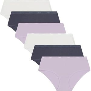 DIM Boxershorts Les Pockets EcoDim katoen, extra platte afwerking, dames, 6 stuks, Zacht Lila/Wit/Turkijn Blauw, S