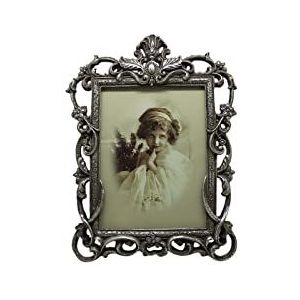Biscottini Fotolijst in vintage-stijl, antieke zilveren afwerking, 23,5 x 2,5 x 32,5 cm (l x b x h), fotolijst in antieke look, voor op tafel, cadeaus voor thuis
