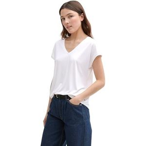 TOM TAILOR Denim T-shirt voor dames, 20000 - wit, L
