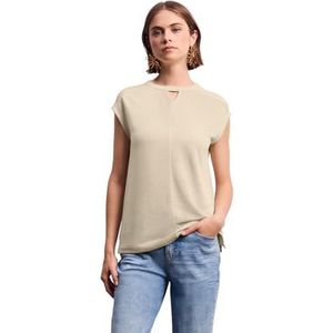 Street One Studio Dames Linnen uitgesneden shirt in Beige, in size: 38