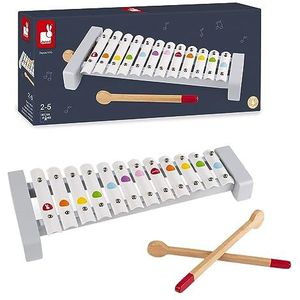 Janod - Confetti Wooden and Metal Xylo - Pretend Play and Musical Awakening Toy - from 2 Years Old, J07604