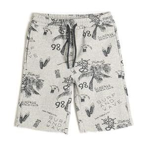 Koton Boys Shorts Basic Cotton Trekkoord Pocket Detail, Grijs design (04f), 6-7 Jaren