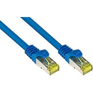 Good Connections RJ45 Ethernet LAN-patchkabel met cat. 7 ruwe kabels en vergrendelingsbescherming RNS, S/FTP, PiMF, halogeenvrij, 500 MHz, OFC, 10 Gigabit geschikt (10/100/1000/10000/10000-Base-T