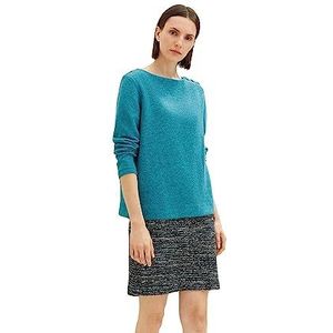 TOM TAILOR Dames Sweatshirt met geribbelde structuur 1034620, 30561 - Teal Blue Melange, 3XL