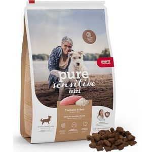 MERA Pure Sensitive Mini kalkoen en rijst, hondenvoer droog voor kleine en gevoelige honden, droogvoer van kalkoen en rijst, kleine kroketten zonder tarwe en suiker (4 kg)
