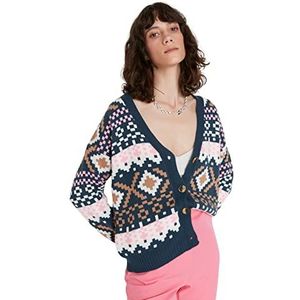 Trendyol Dames Regular Basic V-hals Knitwear Vest, Blauw, M