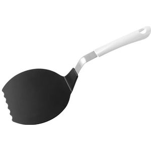Fackelmann Omeletspatel 34,5 cm ARCADALINA, pannenkoekenspatel met praktische handgreep, kunststof voor gecoate potten en pannen (kleur: wit/zilver/zwart), hoeveelheid: 1 stuk