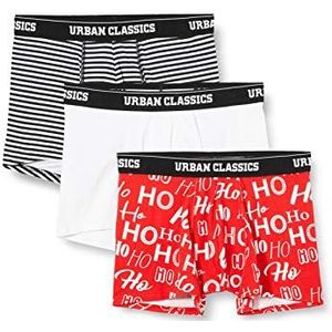 Urban Classics Heren boxershorts Snowman Christmas Boxer, 3-pack kerstonderbroeken voor mannen, maten S - 5XL, Hoho Aop+BLk/Wht+Wht, S