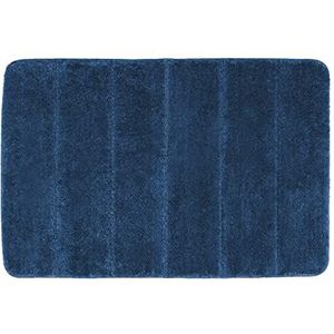 Wenko Badmat Steps Marine Blue Badmat Slip Resistant; Verbazingwekkend – Zacht en dik polyester blauw, 90 x 60 x 100 cm