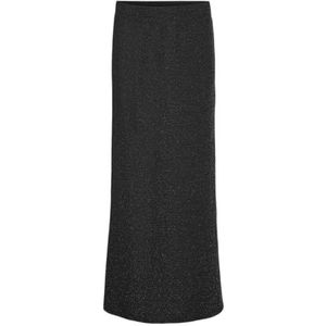 VERO MODA VMKANVA Long NW Glitter Rok JRS, Zwart/Detail: zilver Lurex, M