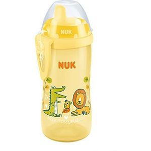 NUK 10255670 First Choice Kiddy Cup Leren drinkbeker, 12+ maanden, lekvrij, bijtbestendige drinkbek, clip & beschermkap, 300 ml, BPA-vrij, krokodil, 1 stuk (1er Pack) Geel