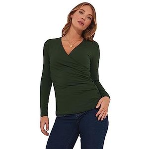 Joe Browns Dames Basic Slim Fit Mock Wrap Front Lange Mouw Jersey Top, Groen, 8, Groen, 34