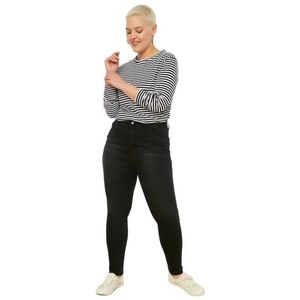 Trendyol Vrouwen Plus Size Hoge Taille Skinny Fit Plus Size Jeans, Zwart, 68 grote maten