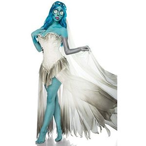 Mask Paradise Halloween dames kostuum Corpse Bride Skelet Bride gemaakt van polyester en polyamide in de kleur wit-blauw, maat S, 80004-001-024