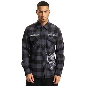 Brandit Motörhead Brandit Bastards - Heren Checkshirt met lange mouwen Zwart/Grijs, Schwarz/Grau, L