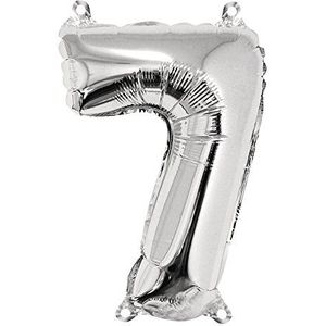 Rayher 87039606 getal 7 party/folieballon, zilver, 40 cm hoog, om te vullen met lucht, voor verjaardag, zilverster, jubileum