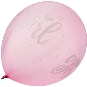 Unique Party 56114 Roze Meisje Baby Shower Latex Ballonnen | 12 inch Wit | 5 Stuks