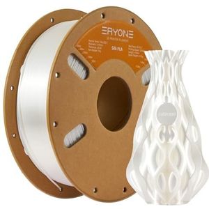 ERYONE Silk PLA filament voor 3D-printers, 1,75 mm, tolerantie: 0,03 mm, 1 kg (2,2 lbs) / spoel, wit