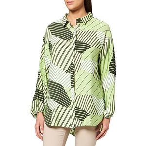 IPEKYOL Dames Baloon Sleeve Graphic Line Patroon Shirt, groen, 42