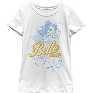 Disney Princess Belle Pop Girl's Solid Crew Tee, wit, XS, Weiß, XS