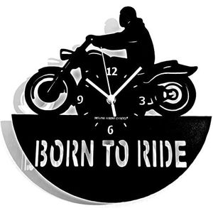 Instant Karma Clocks Born to Ride Motorklok, zwart, hout, 30 cm