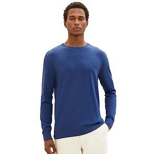 TOM TAILOR Basic gebreide trui met ronde hals heren, 32618-hockeyblauw donker gemêleerd, XL