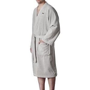 Lacoste Klassieke Pique Badjas van 100% katoen, Micro Chip Grijs, One Size UK