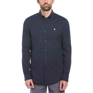 Original Penguin Heren Ecovero Oxford Stretch Shirt Lange Mouw Knop, Donkere Saffier, S