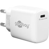 goobay 65368 USB C PD snellader Nano (25 W) / adapter voor USB C laadkabel/Quick Charge lader/voor iPhone oplaadkabel, Samsung oplaadkabel en andere mobiele telefoons/voeding/wit