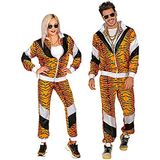 Widmann 11682 - kostuum jaren 80 trainingspak tijger, jas en broek, aangenaam draagcomfort, dierenprint, party dier, joggingpak, retro stijl, badknop party, carnaval