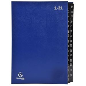 Exacompta - Ref. 57042E - karton met 6 sorteerders Ordonator - hardcover - binnenkant van zwart karton - digitale gelamineerde tabbladen van 1 tot 31-32 vakken - afmetingen 25x33 cm - voor A4 - blauw
