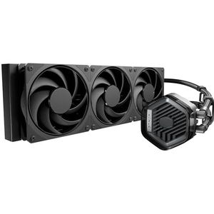 Cooler Master MasterLiquid 360 Atmos Stealth CPU-waterkoeler - AIO waterkoelingssysteem (TDP 300W), dual-chamber pomp, voorgemonteerde Mobius 120 Black-ventilatoren, LGA1851/1700 & AM5/AM4-beugels