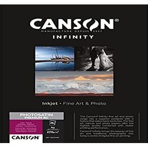 Canson Infinity Photo Satin Premium RC, fotopapier, gesatineerd, 270 g, vellen, A4-21 x 29,7 cm, extra wit, 25 vellen