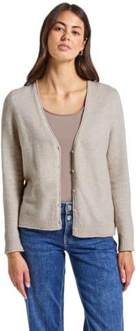 STREET ONE - Cardigan - Tusk cream mel - Met V-hals - Lange Mouwen