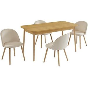BAÏTA Macaron Set tafel + 4 stoelen, L 150 cm