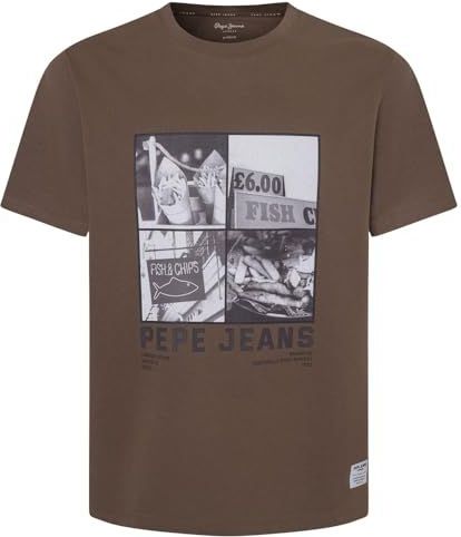 Pepe Jeans - T-shirt - Bruin - 100% Katoen