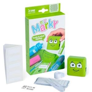 DIY MARKY - Aanpasbare Stempel voor Kinderen | Voor Kinderkleding en -items | Inclusief Inkt voor tot 1000 Afdrukken | Compleet Set met Labels en Thermisch Plakband | (Groen)