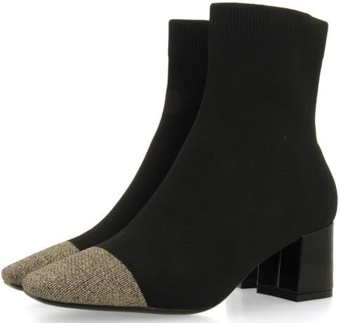 Gioseppo - Vanlose - Enkellaarsjes - Zwart - Rubber - Gouden Teenkap