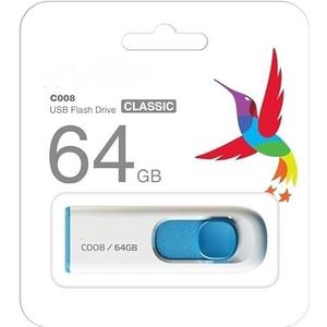 USB-stick USB 2.0, 64 GB, wit/blauw, ideaal voor het snel en efficiënt opslaan en overdragen van gegevens.