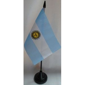 Argentina Table Vlag 15x10 cm - Argentine Desk Vlag 15 x 10 cm - Zwarte plastic stok en voet - AZ FLAG