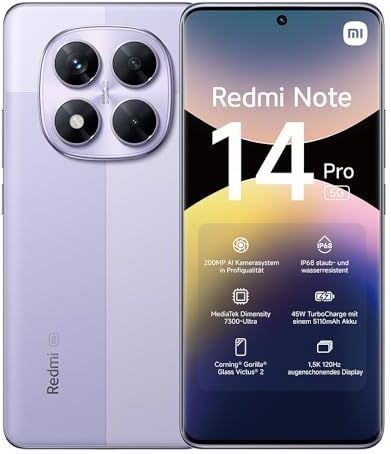 Xiaomi - Redmi Note 14 Pro 5G - Smartphone - Paars - 8 + 256 GB - 200 MP AI-camera - IP68 - 5.110 mAh batterij