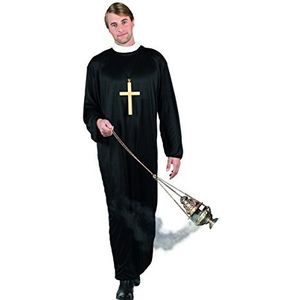 Boland 83815 - Kostuum voor volwassenen priester, maat M-L, toga met kraag, priester, heilige, kostuumset, carnaval, themafeest