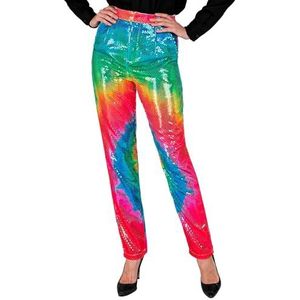 Widmann - Feestmode paillettenbroek voor dames, psychedelic, disco fever, damesbroek