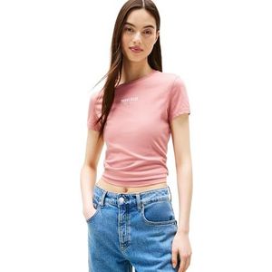 Tommy Jeans Dames TJW Slim Essential LOGO2 TEE EXT DW0DW20913 S/S T-shirt, roze (Tahiti Berry), XL, Roze (Tahiti Berry), XL
