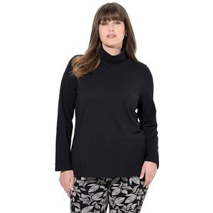 Ulla Popken, Dames, grote maten, T-shirt met turtleneck, zwart, 42/44 Grote maten